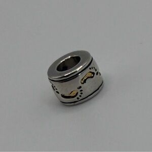 Vintage Danbury Mint Signed Two-Tone Footprints Charm